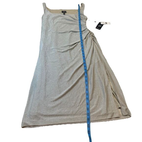 Adrianna Papell Metallic Midi Dress Size 14 NWT $169 Champagne Formal Cocktail - Picture 3 of 13